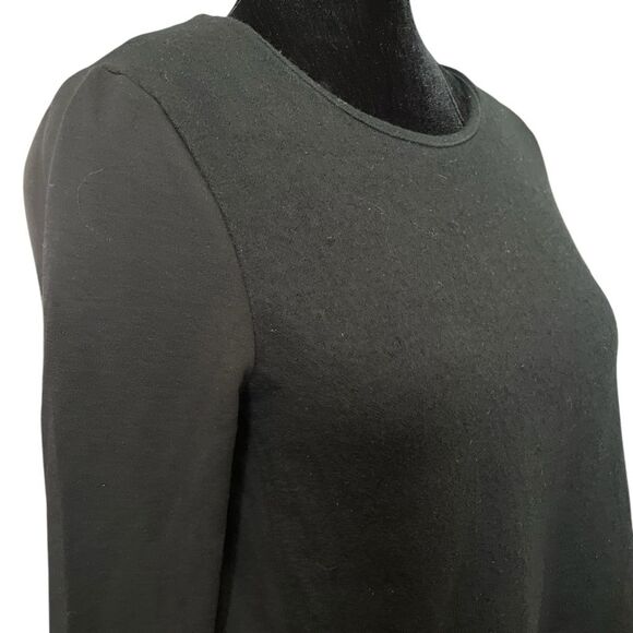 COS Black Wool and Jersey Swing Mini Dress Size Small Trapeze Long Sleeve - Picture 7 of 9